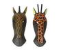 Set of 2 Hand-Carved African Zebra and Giraffe Mask Wall Hangings for Safari Splendor - 10 Inches High - Easy To Hang - Great