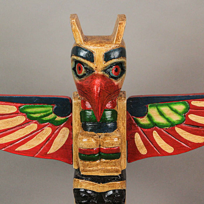 Brown - Image 6 - Handcrafted Northwest Coast Style Eagle Totem Pole Sculpture: Wooden Artistry in Primitive Decor, 20 Inches