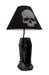 Shadows of Twilight Skeleton in a Coffin Table Lamp - With Black Fabric Skull Print Shade - Creepy Bedroom or Living Room