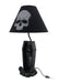 Shadows of Twilight Skeleton in a Coffin Table Lamp - With Black Fabric Skull Print Shade - Creepy Bedroom or Living Room