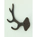 Set of 4 Rustic Brown Cast Iron Deer Antler Wall Hooks - Decorative Bathroom Towel Holder Mount Hat Hanging Rack - Easy