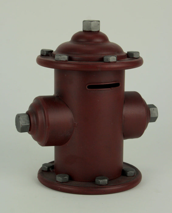 Retro Red Metal Vintage Fire Hydrant Coin Bank - Nostalgic Tabletop Sculpture Standing 9 Inches Tall - Perfect Home Decor for