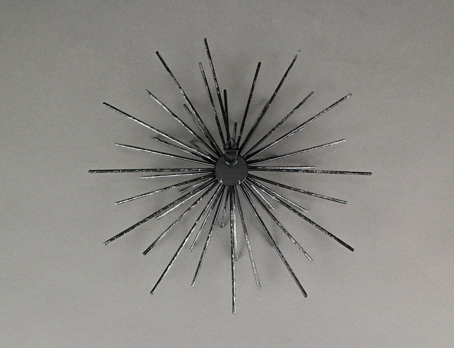 Set of 3 Aged Silver Finish Mid-Century Modern Atomic Star Burst Wall Sculptures MCM Decor 12, 9, 6 Inch Diameter - Stylish