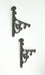 Set of 2 Ornate Cast Iron Scroll Design Wall Shelf Brackets with Hooks, Decorative Plant Hangers, Rustic Brown Finish, 10.75
