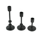 Exquisite Set of 3 Black Finish Cast Iron Mid-Century Modern Style Metal Taper Candle Holders for Elegant MCM, Gothic, or