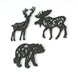 Set of 3 Black Cast Iron Lodge Design Wild Forest Animal Western Kitchen Table Décor Trivets Decorative Wall Hanging Art Deer