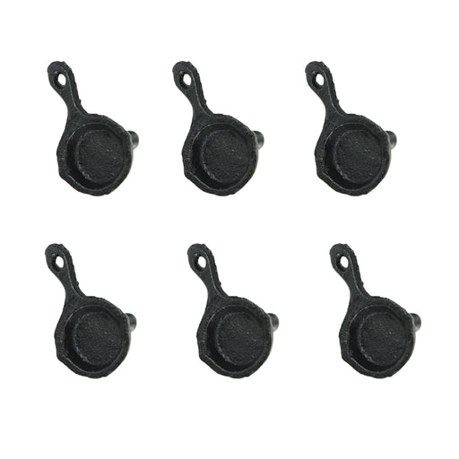 Set of 6 Black Mini Cast Iron Skillet Drawer Pulls - Decorative Kitchen Cabinet Knobs for Rustic Charm - Simple Installation