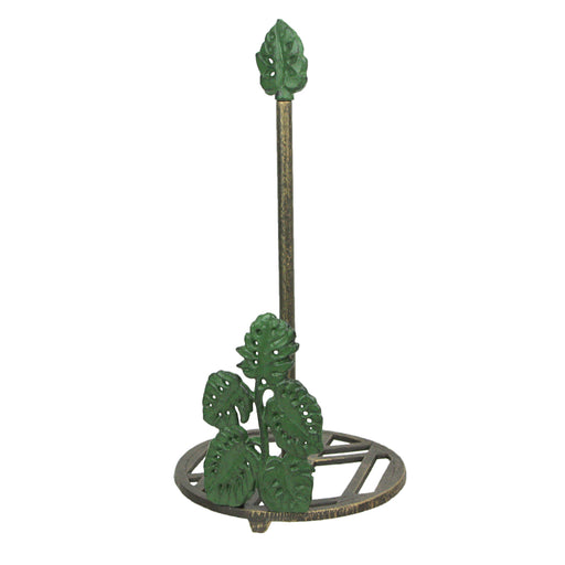 Green Cast Iron Monstera Leaf Design Countertop Paper Towel Holder - Easy Assembly - Adds Rustic Tropical Flair to Kitchen