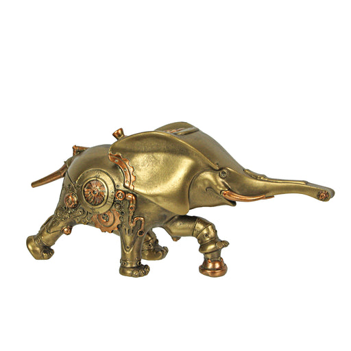Bronze and Copper Finish Steampunk Elephant Resin Statue: A Majestic 11.5-Inch Sci-Fi Home Decor Marvel Gracing Your Space