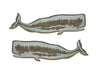 Set of 2 Majestic Sperm Whale Distressed Wooden Wall Hangings with Rustic Metal Accents - Perfect for Coastal Ocean-Themed