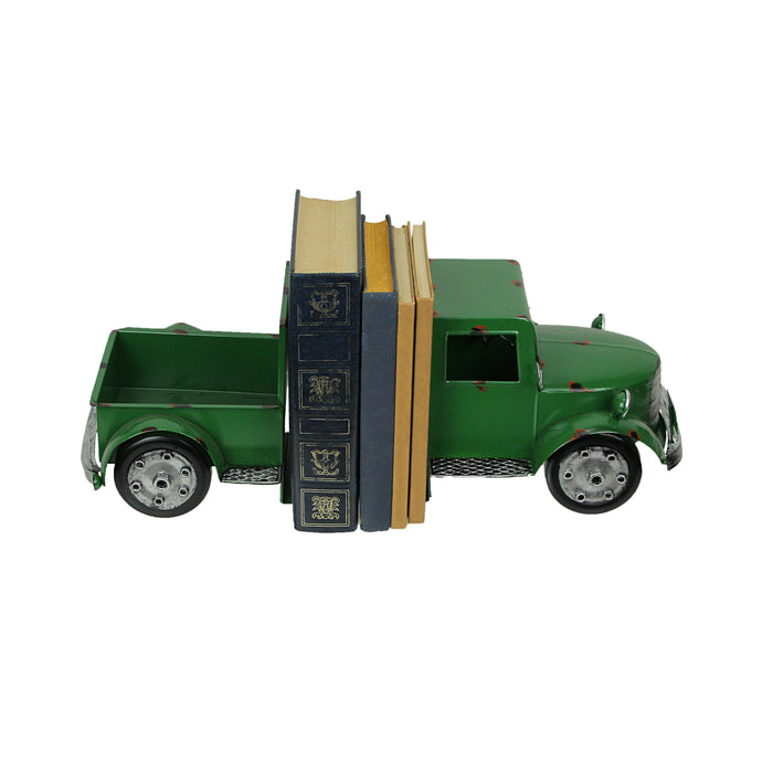 Green - Image 2 - Set of 2 Weathered Green Finish Vintage Pickup Truck Metal Bookends Rustic Decorative 6.75 Inches High -