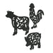 Black - Image 2 - Set of 3 Black Cast Iron Farm Animal Kitchen Décor Trivets Rooster Pig and Cow Decorative Wall Hanging Art
