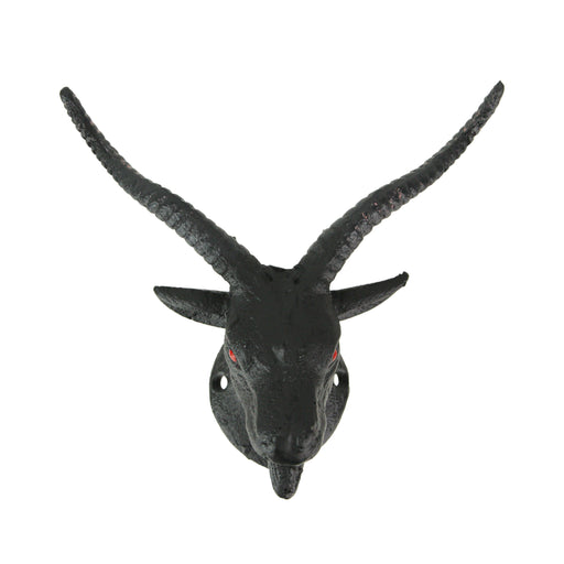 Set of 2 Black Cast Iron Baphomet Wall Hooks: Decorative Coat and Towel Rack, Each 6 Inches High, Easy Installation, Perfect