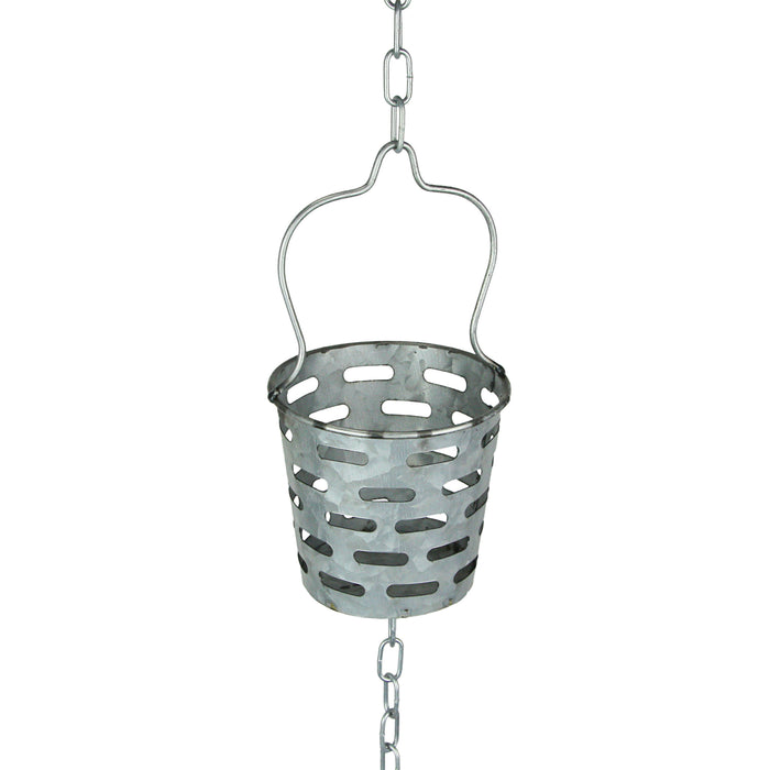 Olive Bucket - Image 3 - Galvanized Grey Metal Olive Bucket Pail Style Rain Chain Gutter Downspout Accent, 74 Inches Long -