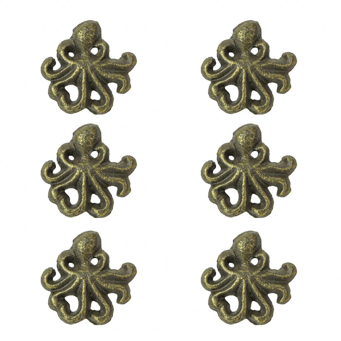 Bronze - Image 7 - Set of 6 Rustic Bronze Finish Cast Iron Octopus Drawer Pulls - Decorative Cabinet Knobs - Nautical Home