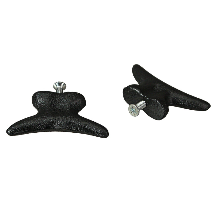 Black - Image 2 - Set of 6 Matte Black Cast Iron Boat Cleat Drawer Pulls: 2.5 Inches Long, Decorative Nautical Cabinet Knobs