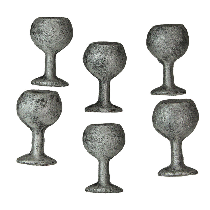 Silver - Image 2 - Set of 6 Antique Silver Finish Cast Iron Wine Glass Decorative Drawer Pulls Cabinet Knobs - Vintage