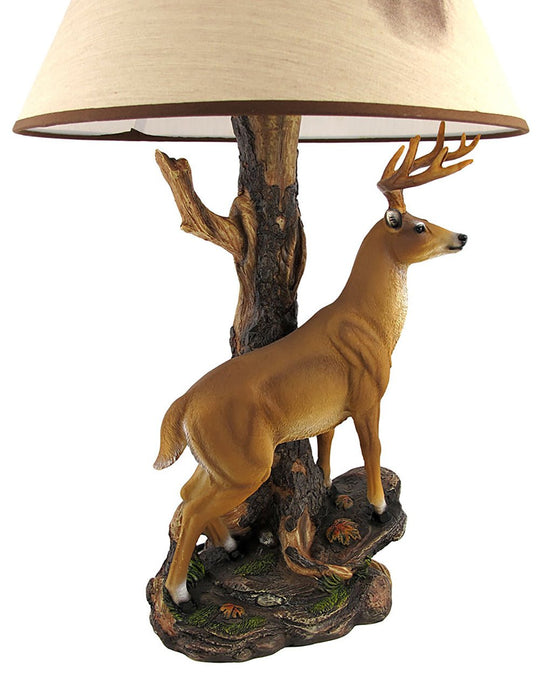 `Champion` 12 Point Buck Table Lamp with Deer Printed Shade Western Décor Image 3