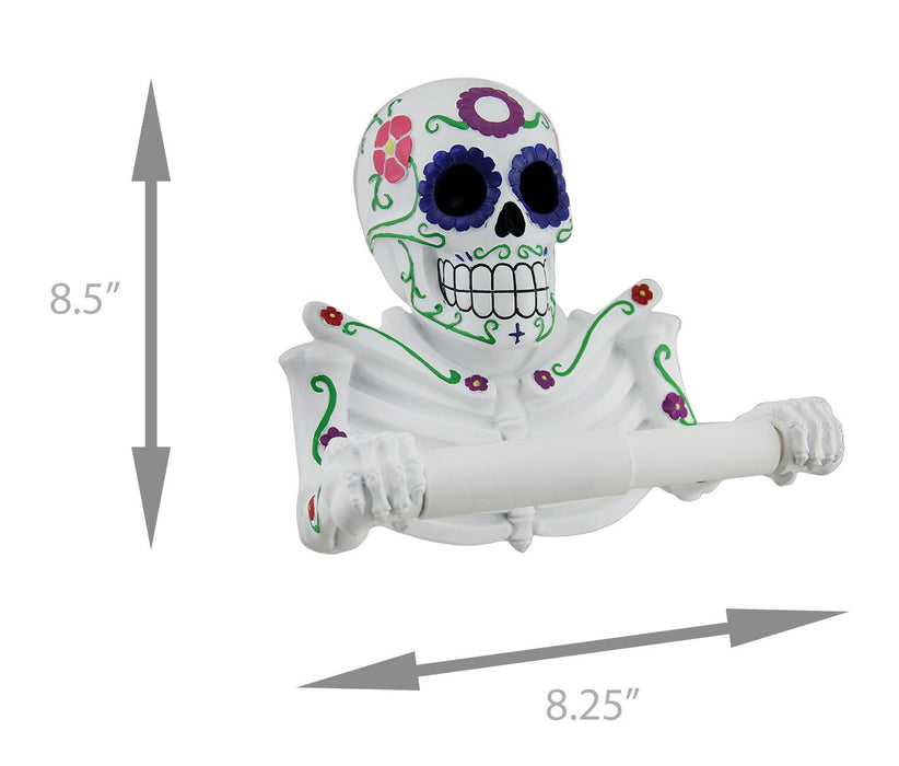 Day of the Dead Sugar Skull Toilet Paper Holder - Toilet Tissue Dispenser - Vibrant DOD Fiesta Decor for Bathroom - Easy