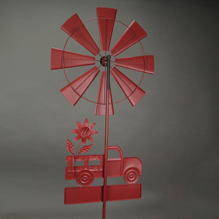 Farmhouse Style Red Farm Truck Windmill Spinner Welcome Garden Stake 72 Inches Outdoor Décor Image 3