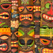 Set of 10 Hand-Carved Wood Polynesian Design Hawaiian Tiki Wall Hanging Masks - Exquisite 10-Inch High Masks for Vibrant