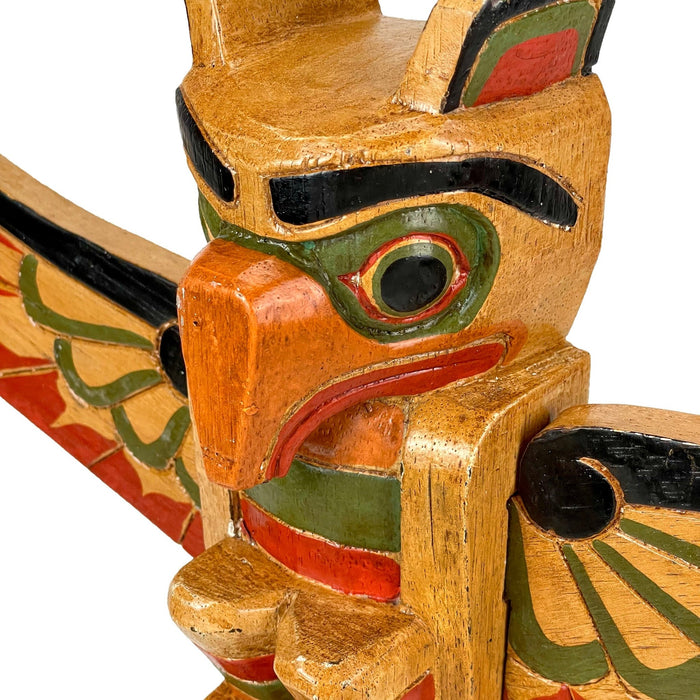 Light Brown - Image 13 - Hand-Painted and Carved Light Brown Northwest Coast Style Eagle Totem Pole Sculpture: Wooden