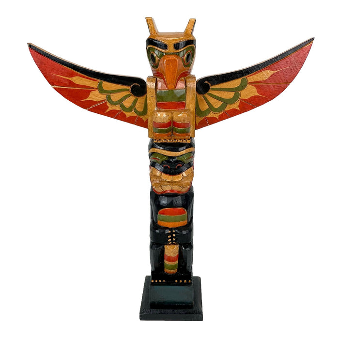 Light Brown - Image 12 - Hand-Painted and Carved Light Brown Northwest Coast Style Eagle Totem Pole Sculpture: Wooden