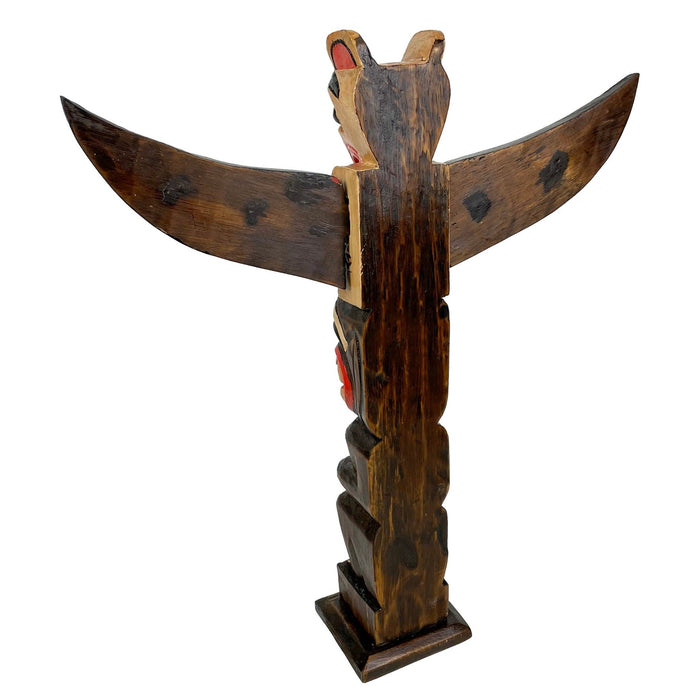 Light Brown - Image 9 - Hand-Painted and Carved Light Brown Northwest Coast Style Eagle Totem Pole Sculpture: Wooden Artistry