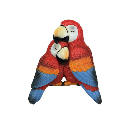 Polly and Petey Mother and Child Parrots Shelf Sitter Statue Hand Painted Tropical Décor 6.75 Inches High Image 1