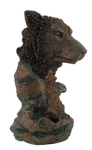 Bronzed Finish Resin Wolf Bust Statue 7 Inches High Image 2