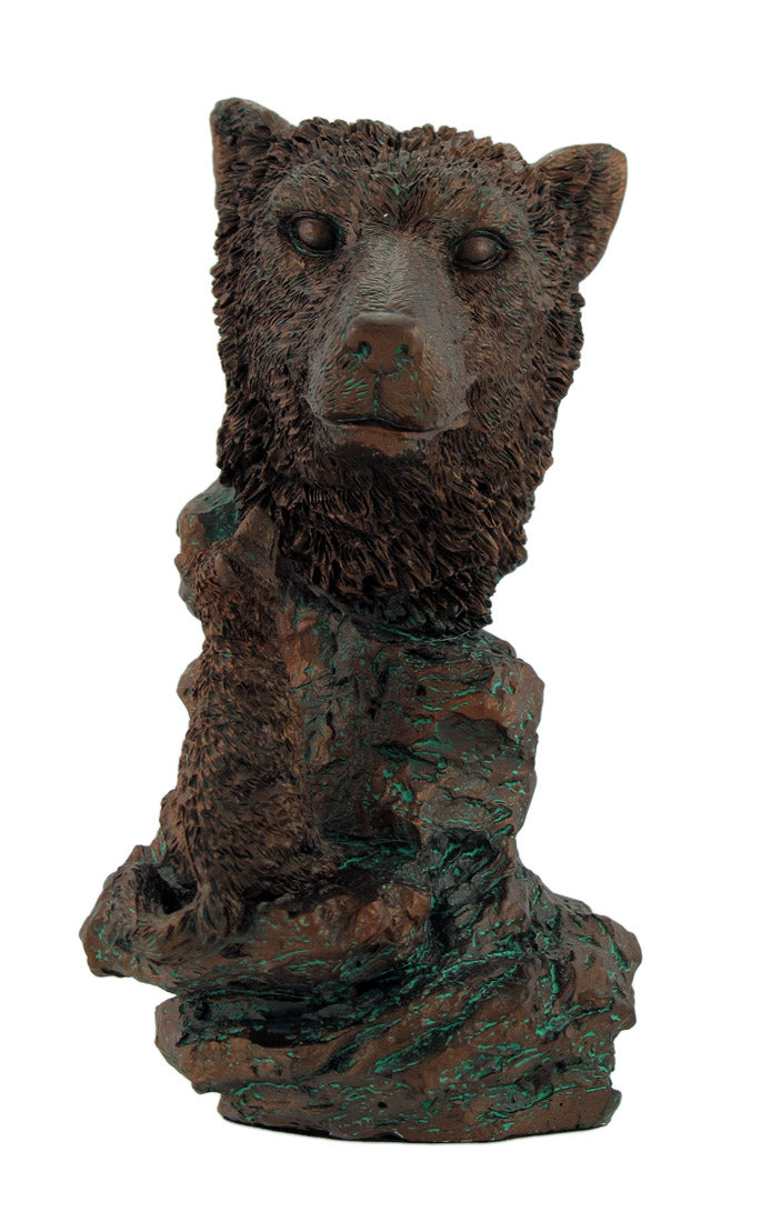 Bronzed Finish Resin Wolf Bust Statue 7 Inches High Image 3