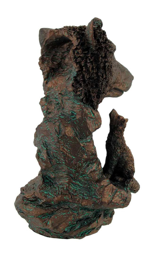 Bronzed Finish Resin Wolf Bust Statue 7 Inches High Image 4