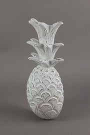 10 Inch White Pineapple Hanging Wall Art Carved Wood Sculpture Home Decor Plaque Image 2