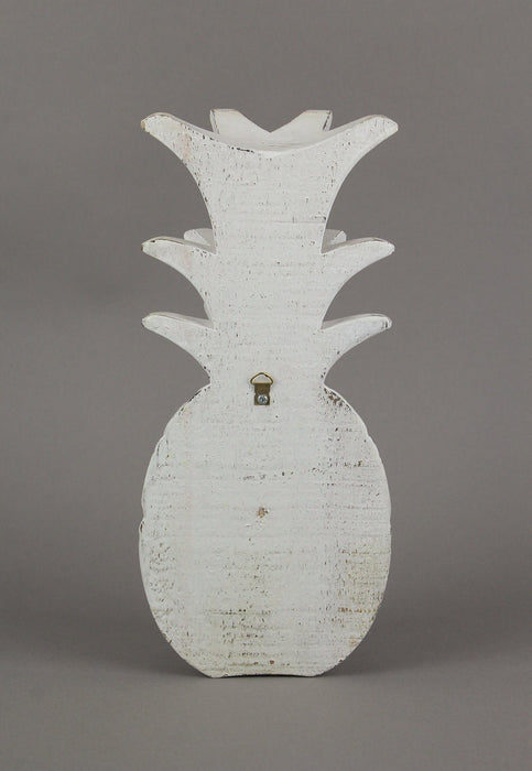 10 Inch White Pineapple Hanging Wall Art Carved Wood Sculpture Home Decor Plaque Image 3