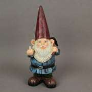 12 Inch High Angry Garden Gnome Holding Pick Axe Decorative Yard Statue - Rude Hand Gesture Indoor / Outdoor Hand-Painted