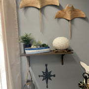 12 Inch Wooden Boat Tray – Nautical Decorative Centerpiece, Rustic Blue and White Coastal Bowl, Handcrafted Wood Planter,