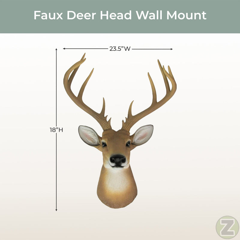 12 Point Buck Deer Head Bust Wall Hanging Lodge Decor Trophy Mount 23.5 Inches Image 5