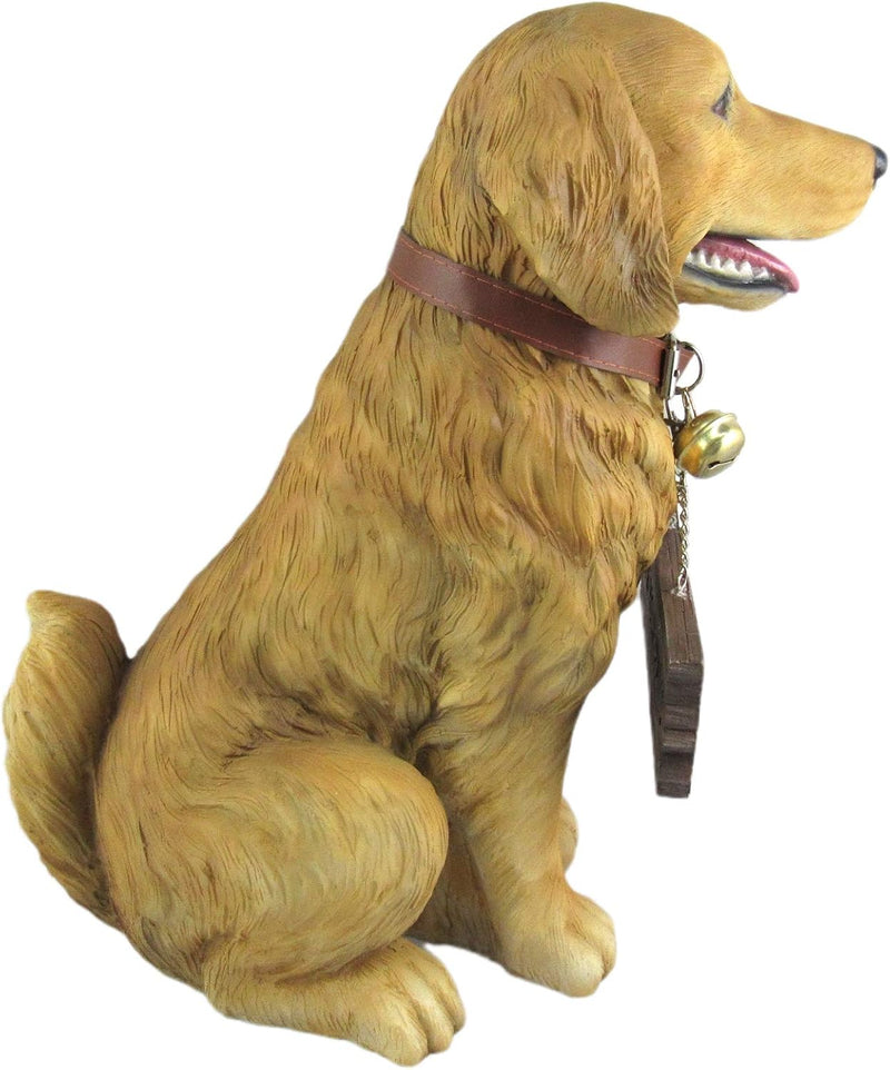 12.75 Inch Tall Golden Retriever Dog Realistic Lifelike Statue with Reversible Sign Image 7