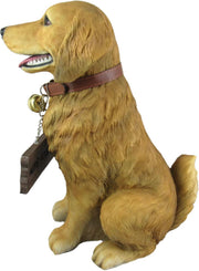 12.75 Inch Tall Golden Retriever Dog Realistic Lifelike Statue with Reversible Sign Image 5