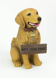 12.75 Inch Tall Golden Retriever Dog Realistic Lifelike Statue with Reversible Sign Image 2