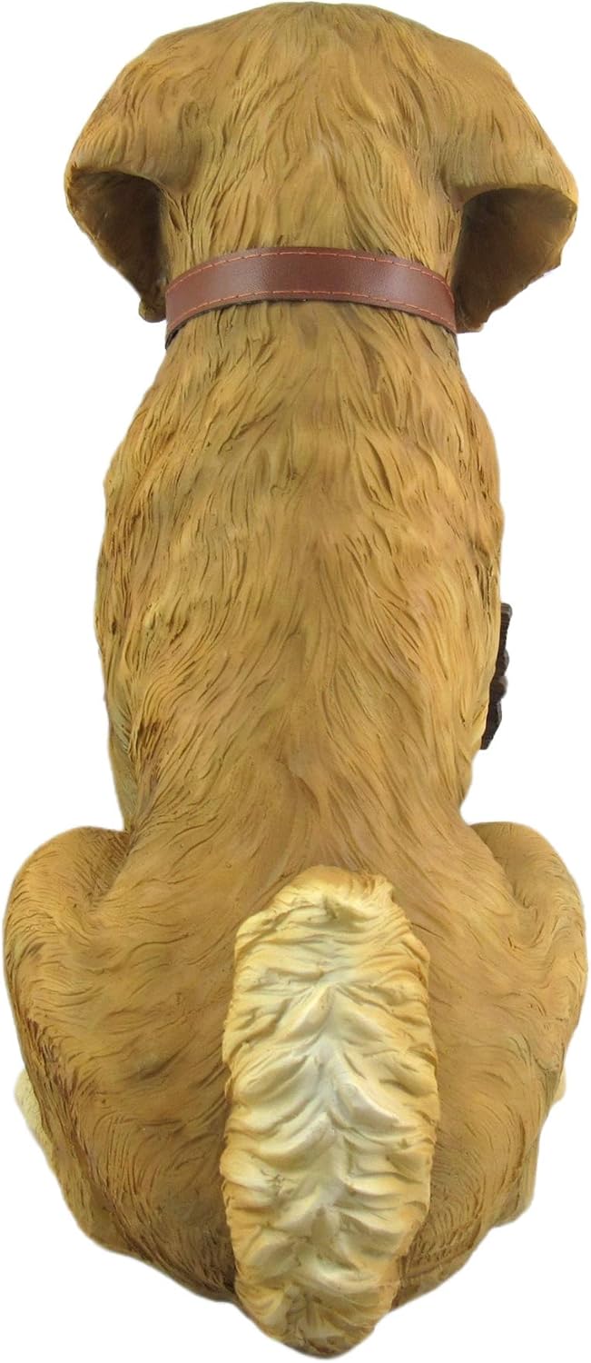 12.75 Inch Tall Golden Retriever Dog Realistic Lifelike Statue with Reversible Sign Image 4
