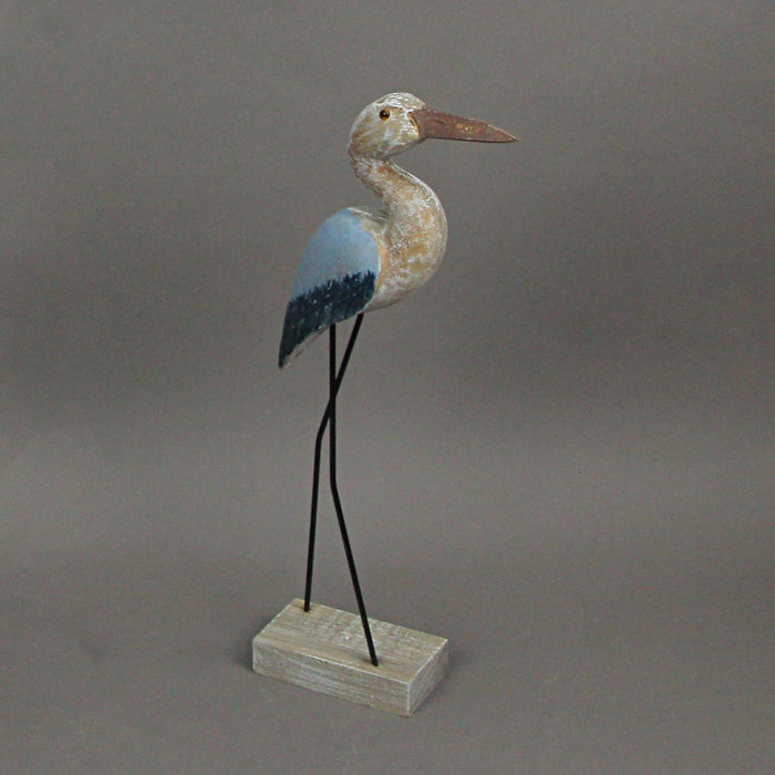 16 Inch Hand Carved Wood Blue Heron Bird Statue Home Coastal Decor Sculpture Art Image 5