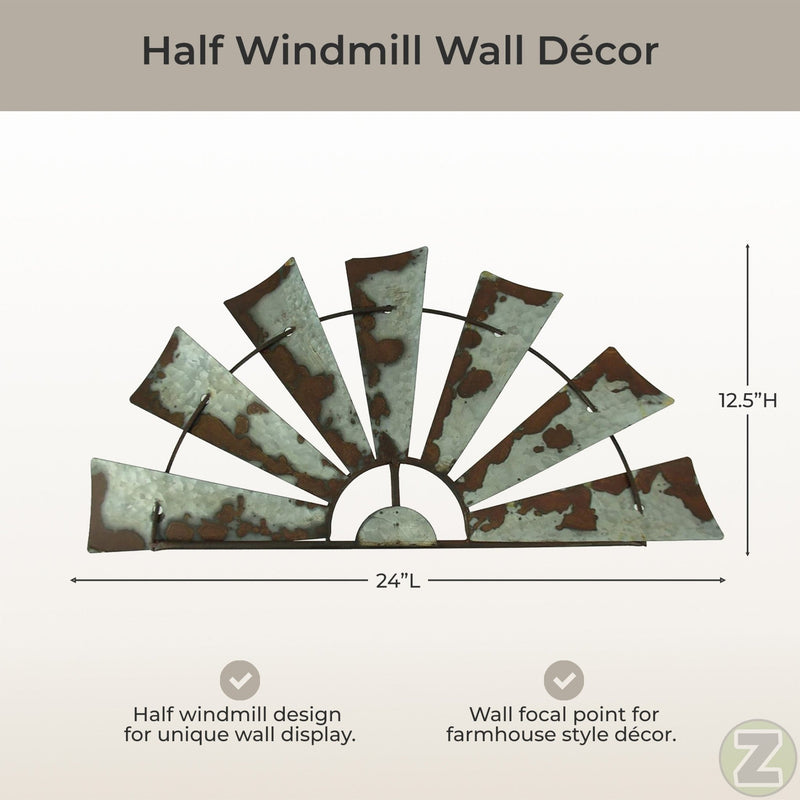 Gray - Image 5 - Vintage Weathered Galvanized Metal Half Windmill Wall Sculpture: Rustic Farmhouse Charm for Living Rooms,