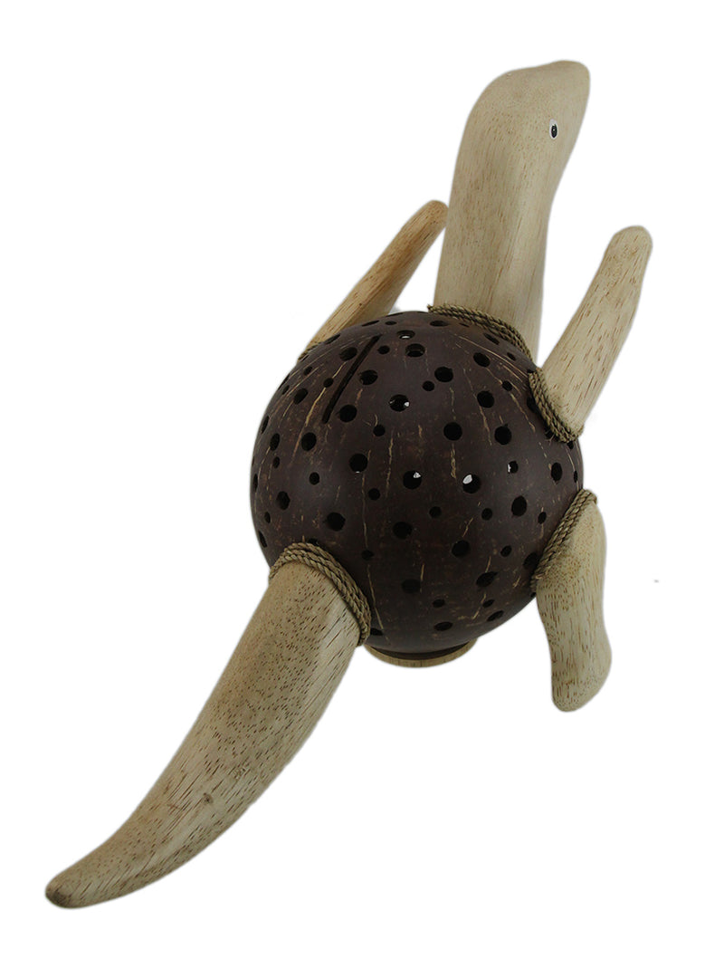 Dinosaurus Rex Wood & Coconut Shell Coin Bank Image 3
