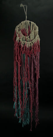 Pink and Blue Dip Dyed Boho Cotton Macrame Dream Catcher Image 2