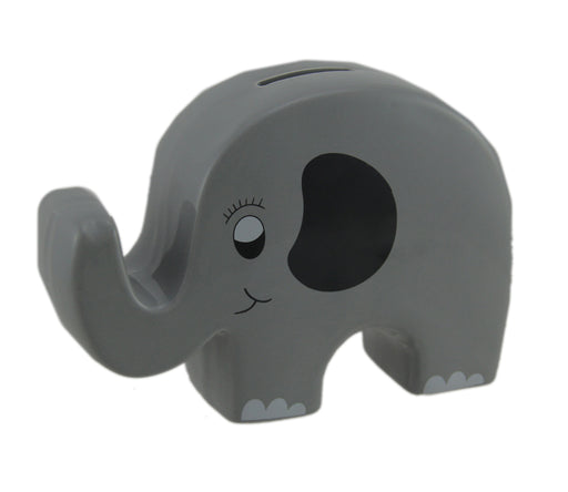 Whimsical Gray Ceramic Elephant Kids Money Bank Image 1