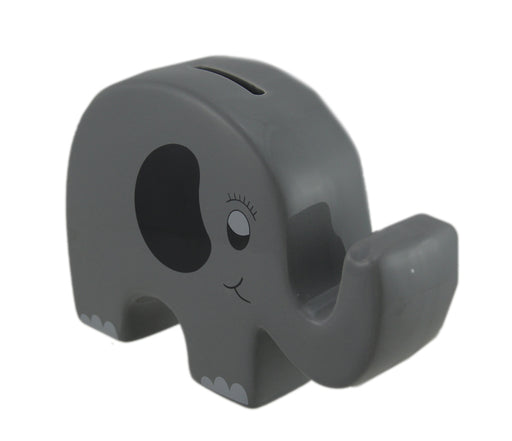 Whimsical Gray Ceramic Elephant Kids Money Bank Image 2