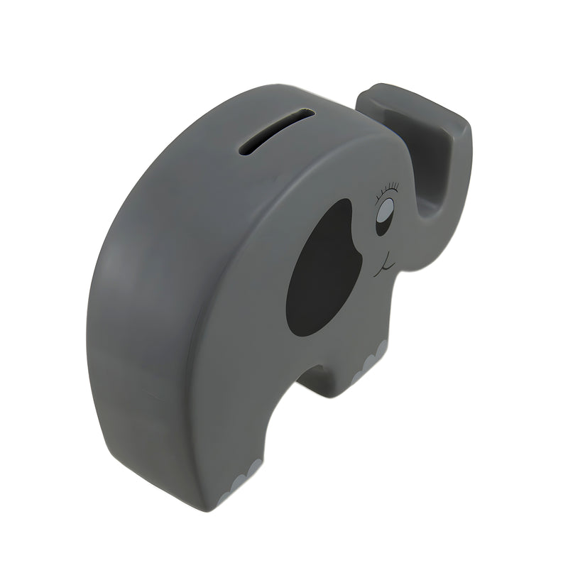 Whimsical Gray Ceramic Elephant Kids Money Bank Image 3