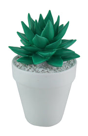Bright Green Mini Ceramic Succulent in White Round Planter Image 1