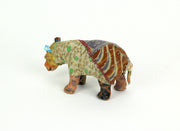 Handcrafted Vintage Look Sari Cloth Fabric Paper Mache Bear Figurine - Unique Home Decor Sculpture and Artistic Ornament -
